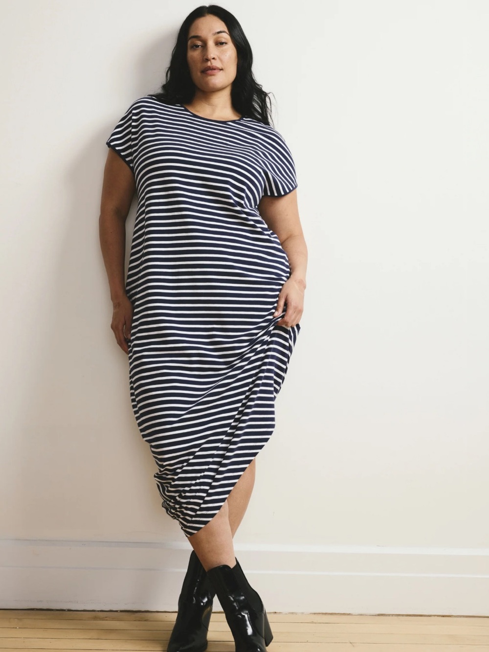 Universal Standard Iconic Geneva Dress Navy/White Stripe